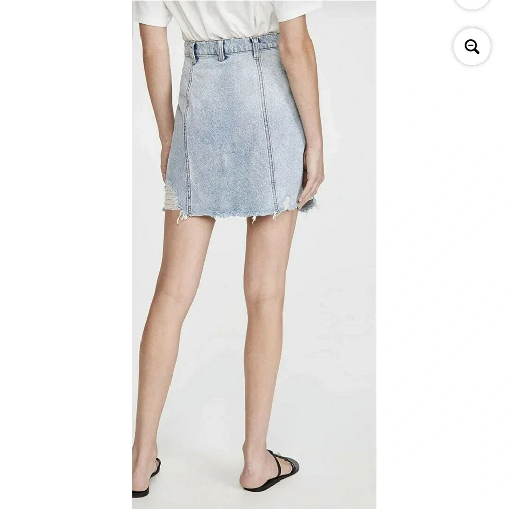 NWT Free People Surf’s Up Parker Wrap Skirt Denim Distressed 26 - Picture 3 of 3